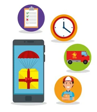 Delivery service set icons Stock Illustration