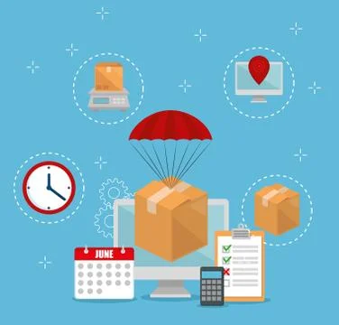 Delivery service set icons Illustrazione stock