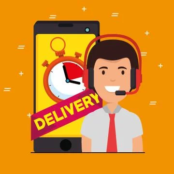 Delivery service with smartphone Illustrazione stock