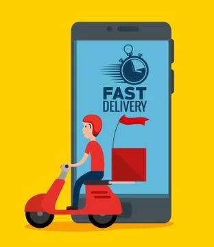 Delivery service with smartphone Illustrazione stock