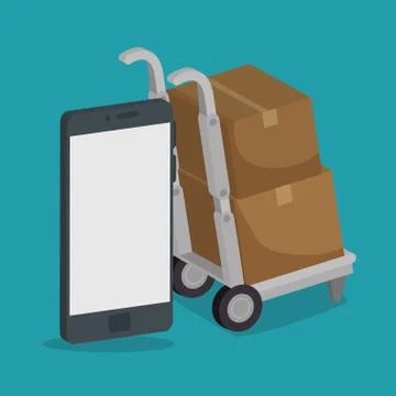 Delivery service with smartphone Illustrazione stock