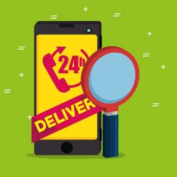 Delivery service with smartphone Illustrazione stock