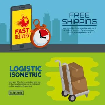 Delivery service with smartphone Illustrazione stock