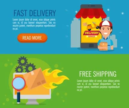 Delivery service with smartphone Illustrazione stock