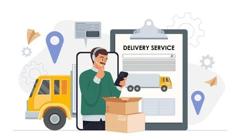 Delivery service tracking concept. Vector illustration Stock Illustration