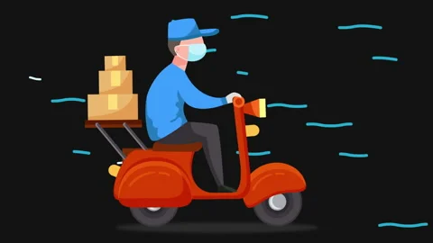 Delivery service using a mask protection Video stock 130470949