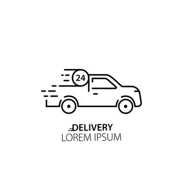 Delivery service van. Template with black delivery car. Fast delivery icon. T Stock Illustration