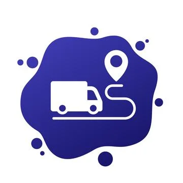Delivery service vector icon with a van Stock Illustration