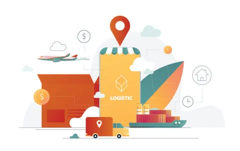 Delivery service vector illustration for logistics transport mobile application Stock Illustration