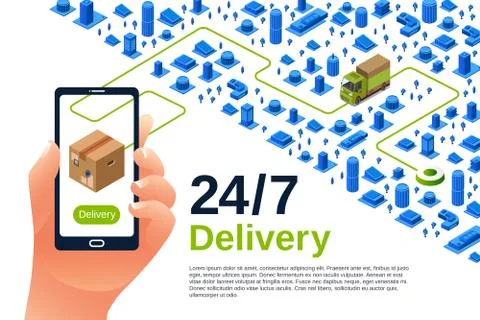 Delivery service vector isometric illustration Иллюстрация