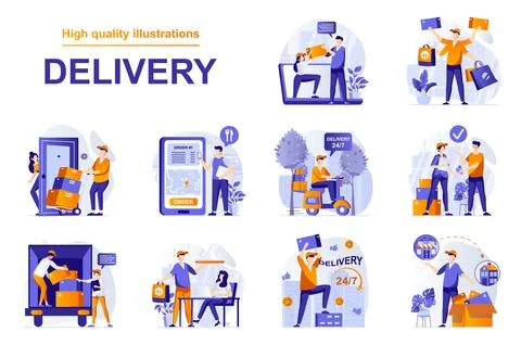 Delivery Service Web Illustrations Stock Illustration