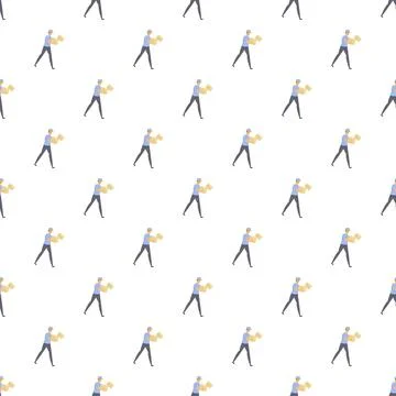 Delivery service worker carrying package seamless pattern Stock Illustration