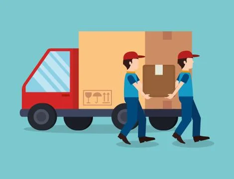 Delivery service workers characters Stock Illustration