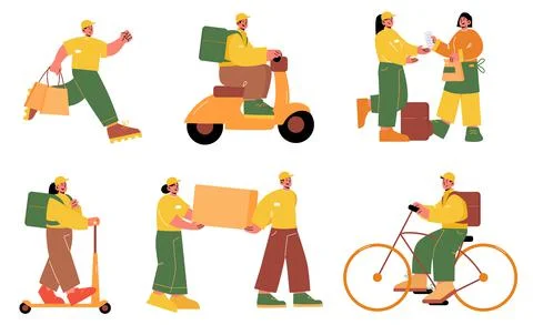 Delivery service workers, couriers Stock Illustration