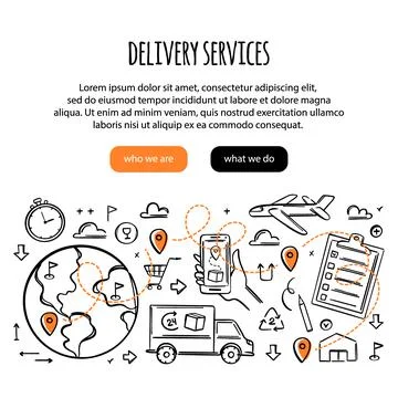 DELIVERY SERVICES Of Goods By Different Modes Of Transport Illustrazione stock