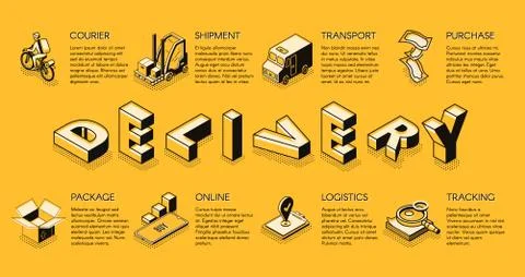 Delivery services isometric banner template 스톡 일러스트