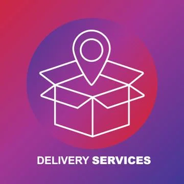 Delivery services, opened box, logistics and transportation Stockillustratie