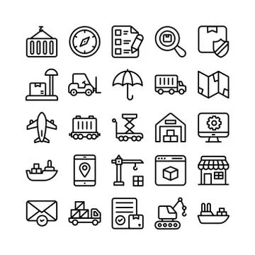 Delivery Services, Shipment and Logistics Line Icons Pack 스톡 일러스트