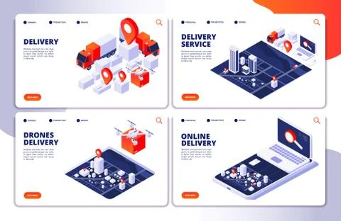 Delivery services vector landing pages of collection 스톡 일러스트