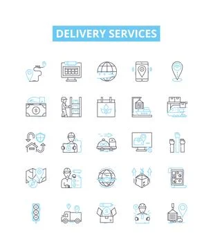 Delivery services vector line icons set. Courier, Delivery, Shipping, Logistics Illustrazione stock