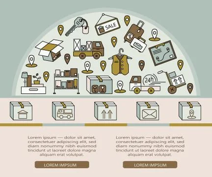 Delivery services, warehouse logistic, moving home Stock Illustration
