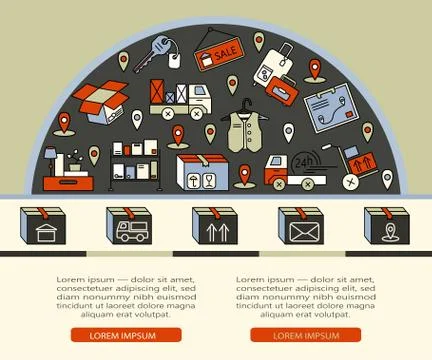 Delivery services, warehouse logistic, moving home Stock Illustration