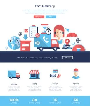 Delivery services website header banner with webdesign elements Stock Illustration