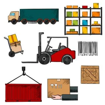 Delivery, shipping and freight objects Illustrazione stock