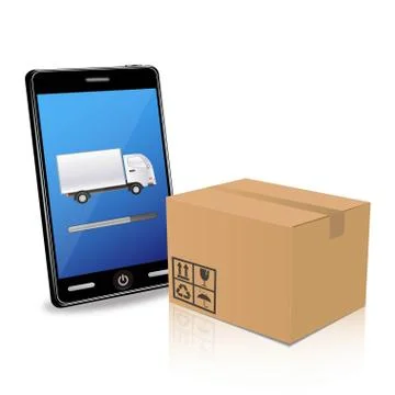 Delivery with Smartphone Stock Illustration
