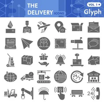 Delivery solid icon set, Logistics symbols set collection or vector sketches イラスト素材