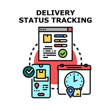 Delivery status tracking concept with mobile app 스톡 일러스트