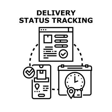 Delivery status tracking concept with mobile app 库存插图