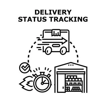 Delivery status tracking logistics shipping warehouse concept Stock Illustration