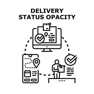 Delivery status tracking for online order process Stock Illustration