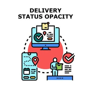 Delivery status tracking for online order process Illustration