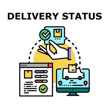 Delivery status tracking online package logistics process Illustrazione stock