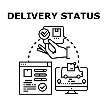 Delivery status tracking online package logistics process Stock Illustration