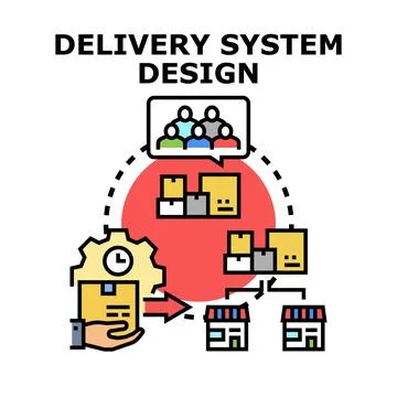 Delivery system design process vector illustration Stock Illustration