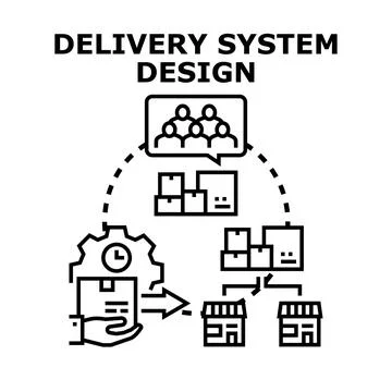 Delivery system design process vector illustration Stock Illustration