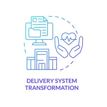 Delivery system transformation blue gradient concept icon Stock Illustration