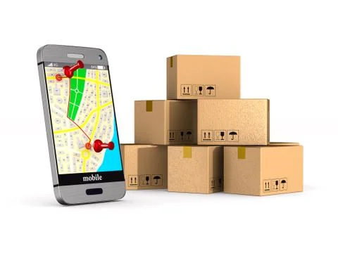 Delivery system on white background. Isolated 3D illustration 스톡 일러스트
