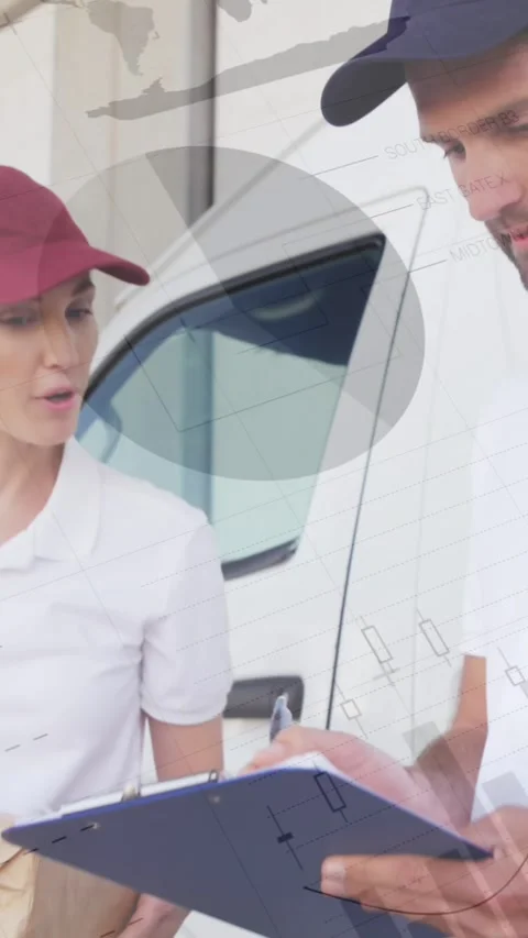 Delivery team Checking on packages 4k Stock Footage 331649599