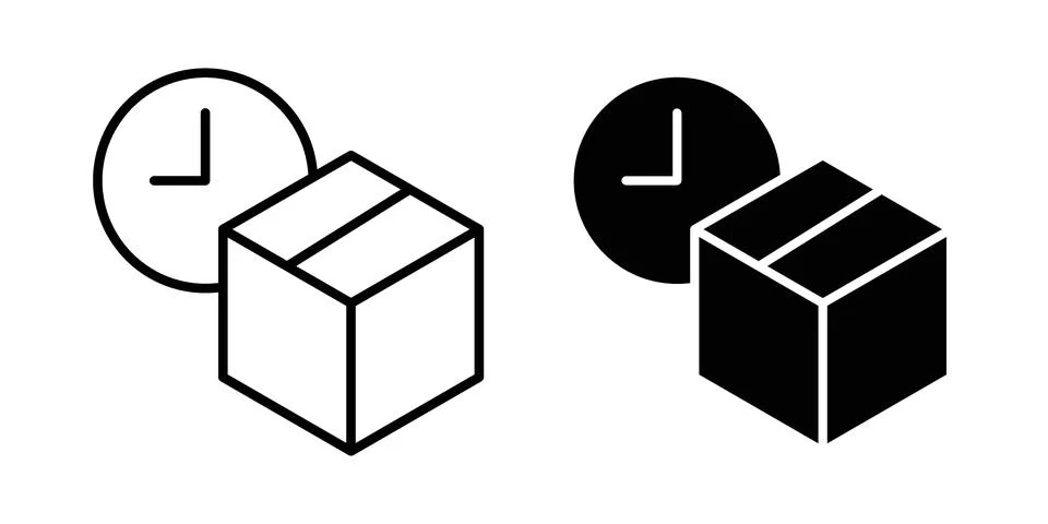 Delivery time icon linear versions pack on white background イラスト素材