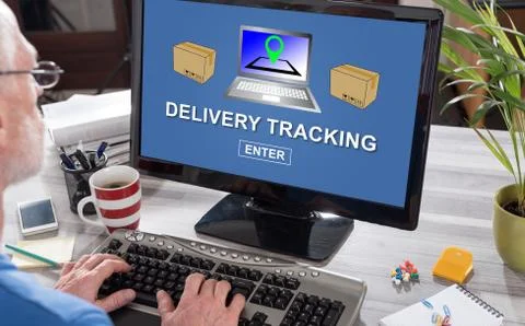 Delivery tracking concept on a computer Stock Photos