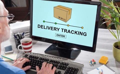 Delivery tracking concept on a computer Stock Photos