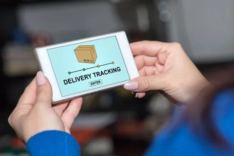 Delivery tracking concept on a smartphone Stock Photos