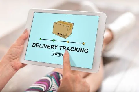 Delivery tracking concept on a tablet Stock Photos