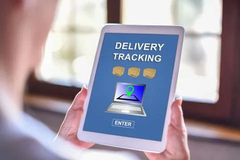 Delivery tracking concept on a tablet 写真素材