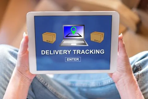 Delivery tracking concept on a tablet 写真素材