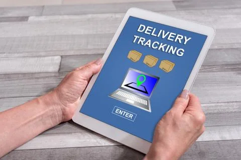 Delivery tracking concept on a tablet 写真素材